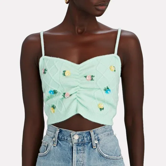 For Love & Lemons Sutton Floral Embroidered Knit Cami - Picture 2 of 8